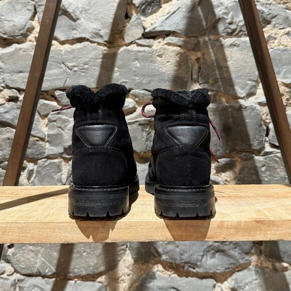 Valentino Black Suede Shearling Lined Winter Hiking Boots - Picture 4 of 13